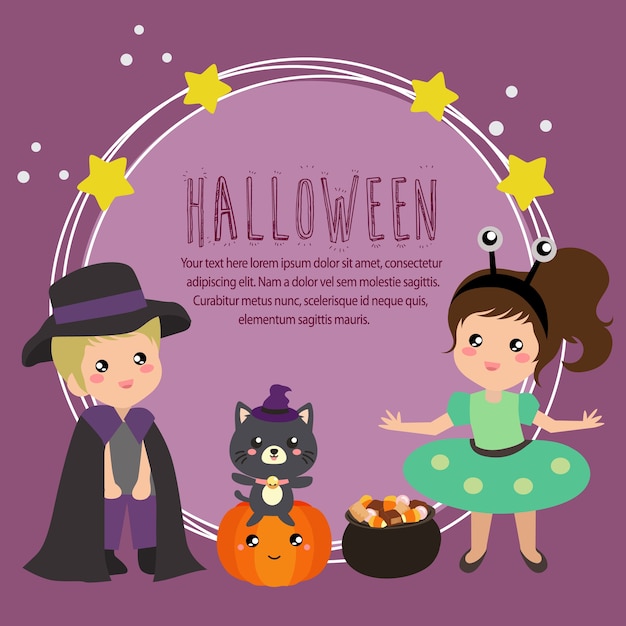 Vector halloween card with alien costume