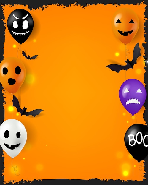 Halloween Card With Balloons And Bats