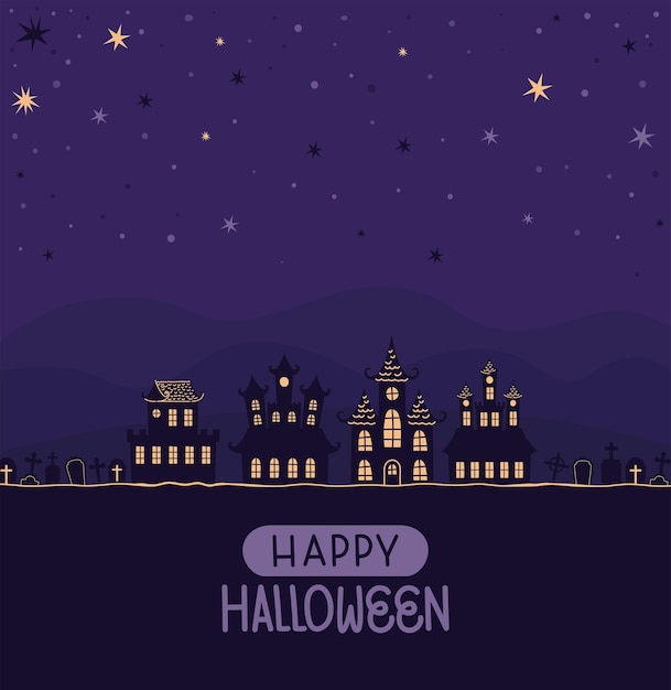 Halloween card with cemeteries