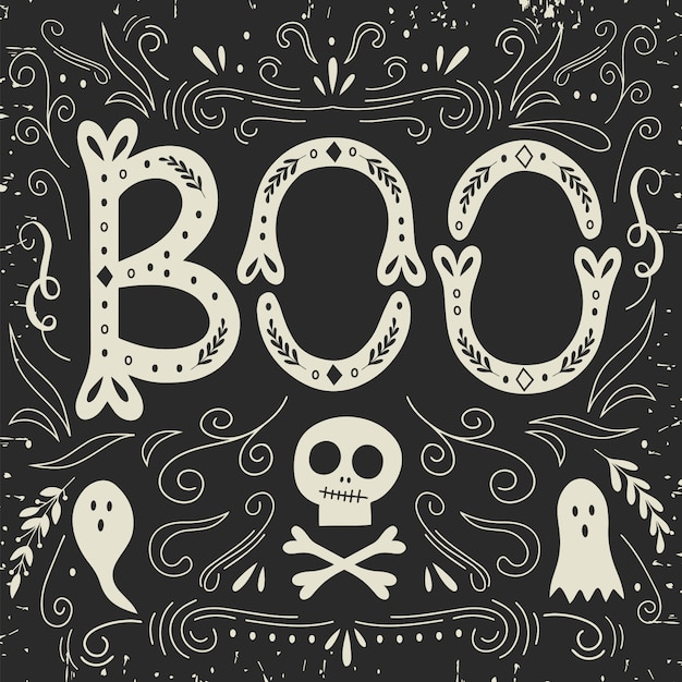 Halloween card with lettering.