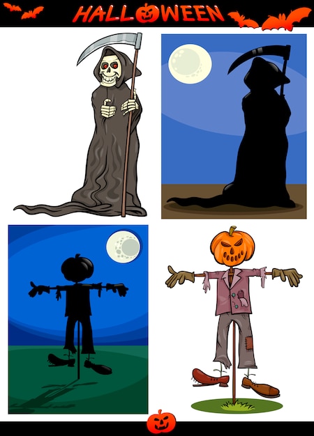 Halloween Cartoon Creepy Themes Set