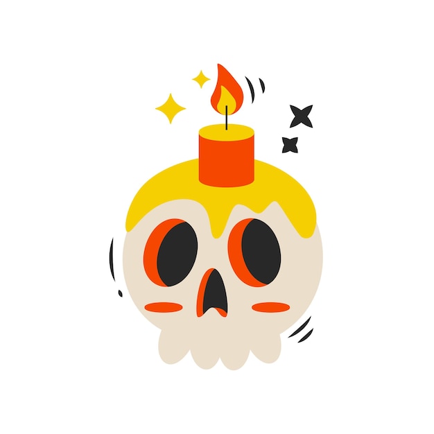 Halloween cartoon elements Skull with a candle