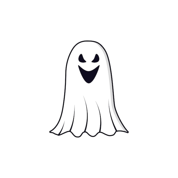 Halloween cartoon ghost isolated on white background scary ghost halloween ghost with a scary face