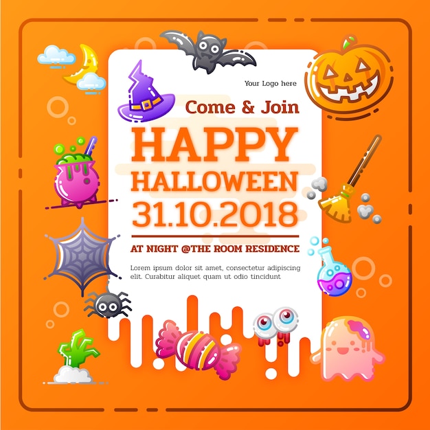 Halloween cartoon partij poster sjabloon