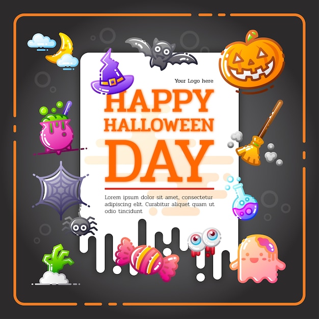 Halloween cartoon partij poster sjabloon