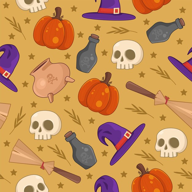 Halloween Cartoon pattern seamless cute funny vector design