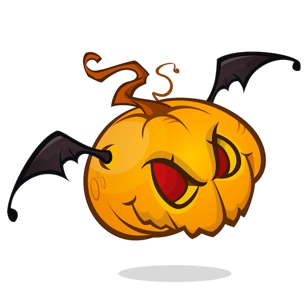 Halloween Cartoon Pumpkin head isolated on white Scary JackoLantern Vector illustration
