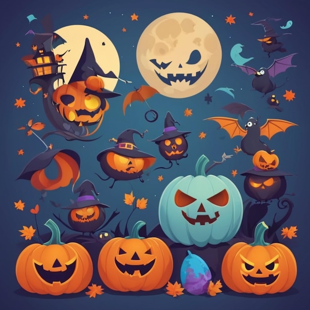 Halloween cartoon vector background