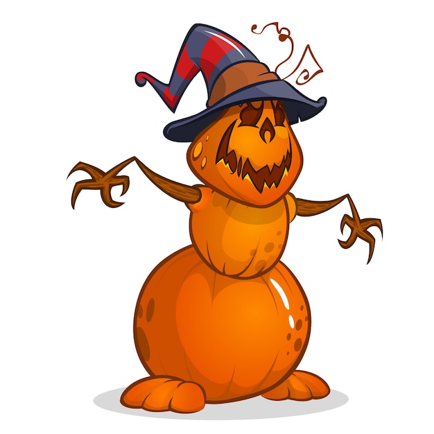 Halloween cartoon vogelverschrikker pompoen hoofd halloween illustratie