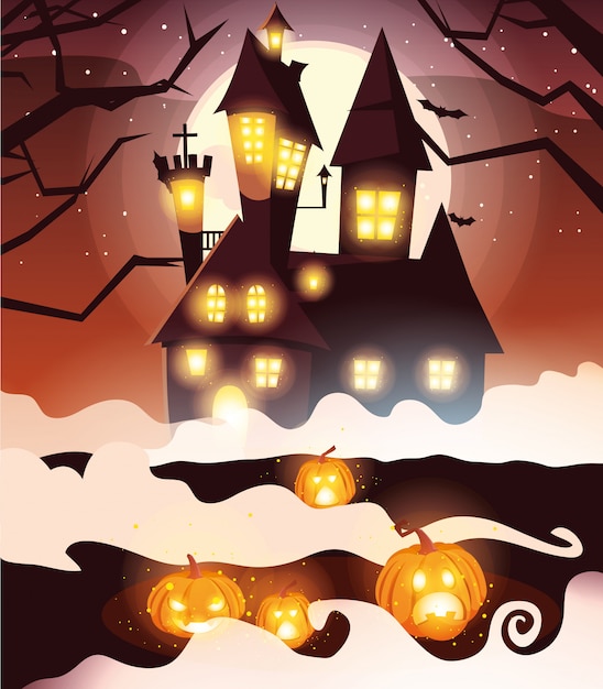 Halloween castle cartoon