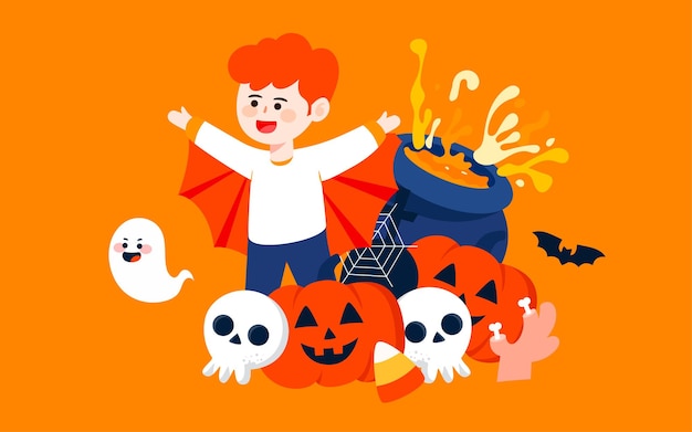 Halloween castle character illustration to celebrate halloween activity poster