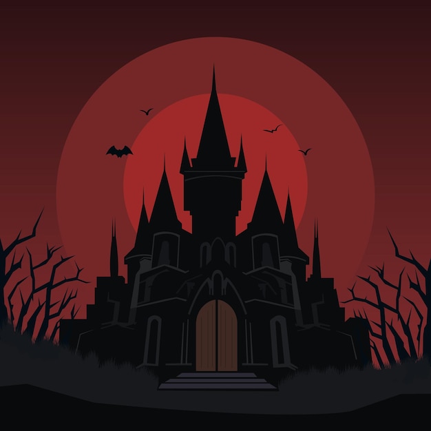 Vector halloween castle horror house building castle