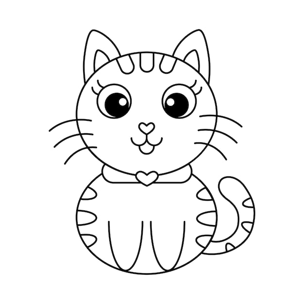 Вектор иллюстрации страницы раскраски мультфильма "Хэллоуин кот" Для детей книжка-раскраска