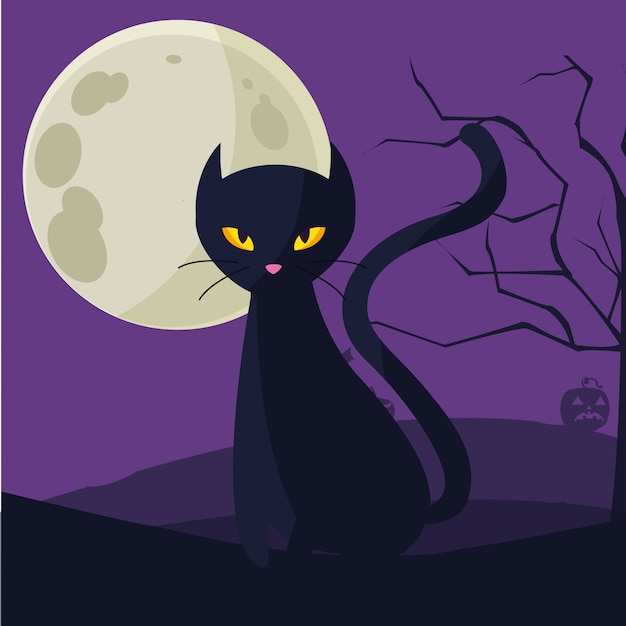 Vector halloween cat cartoon