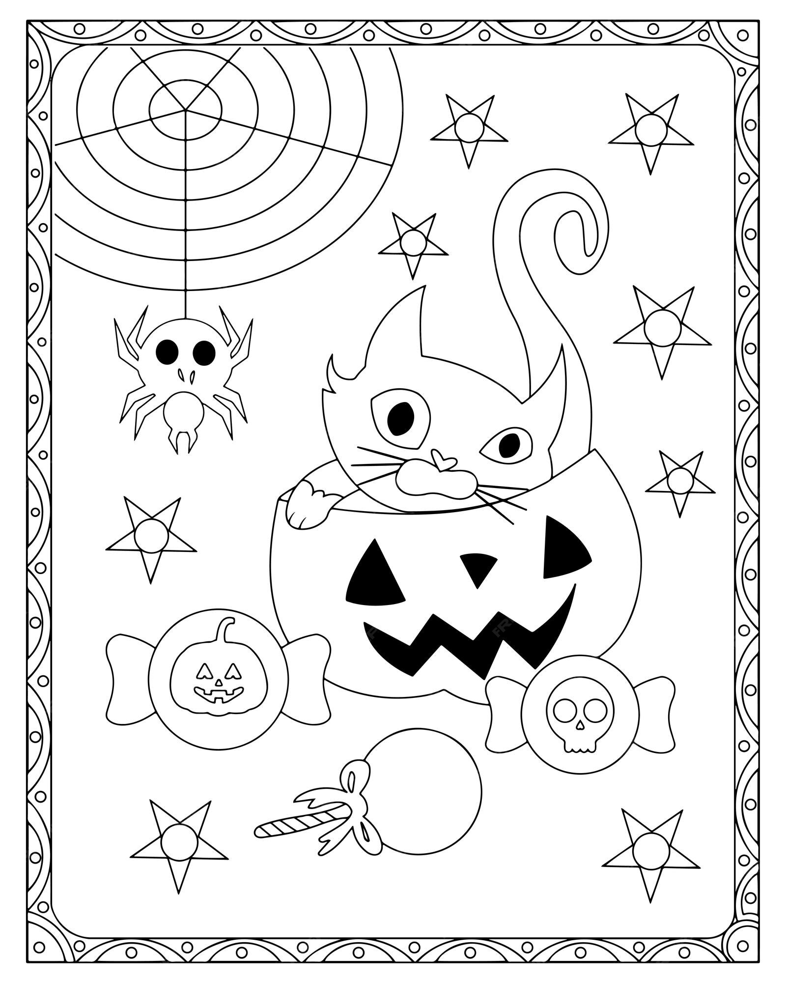 Premium Vector  Halloween coloring pages for kids