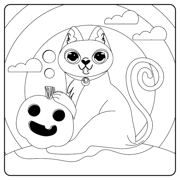 Halloween cat coloring pages for kids