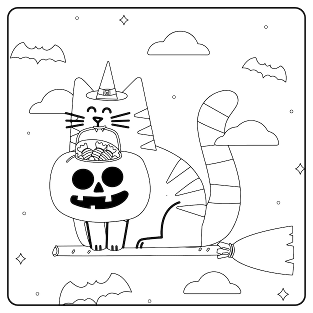 Vettore disegni da colorare di halloween per bambini