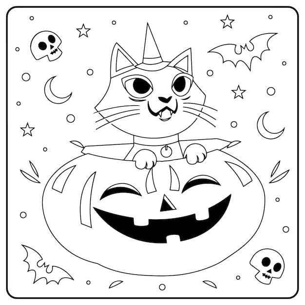 Halloween Cat Coloring Pages For Kids