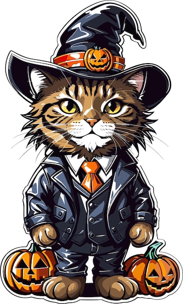 Illustrazione di un gatto di halloween per il design di una maglietta o per la creazione di un modulo