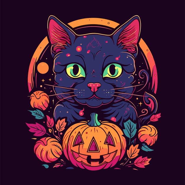 Vector halloween cat illustration