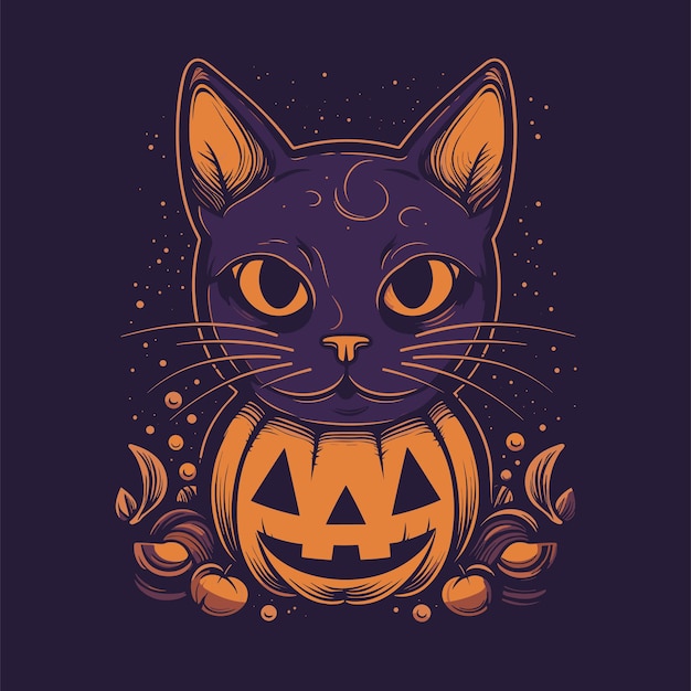 Vector halloween cat illustration