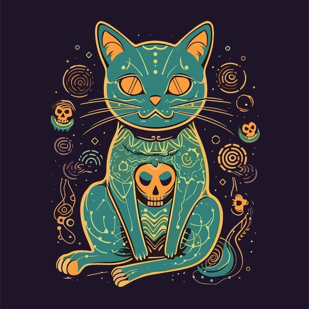 Vector halloween cat illustration