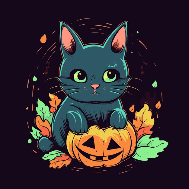 Vettore illustrazione del gatto di halloween