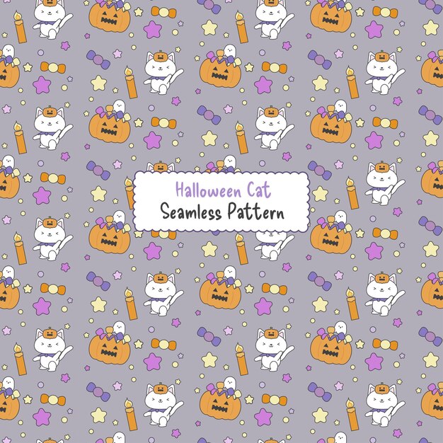 Halloween Cat Seamless Pattern