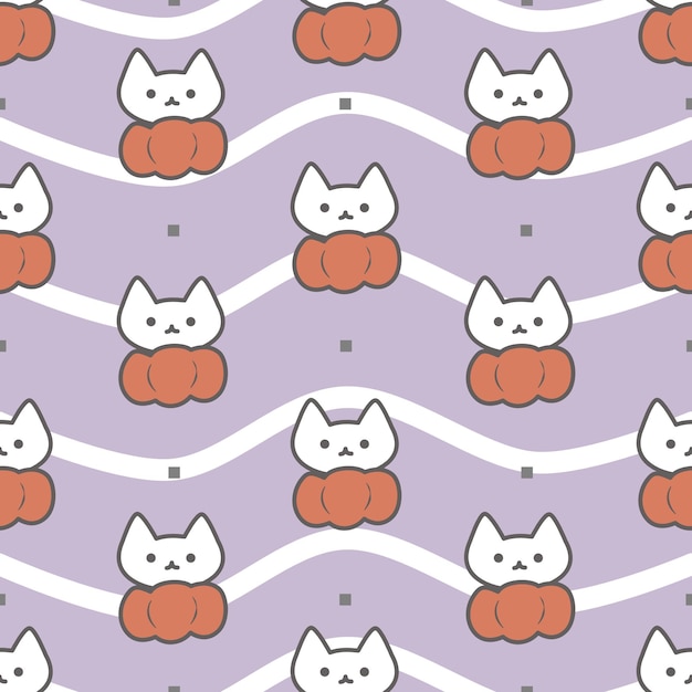 Halloween Cat Seamless Pattern