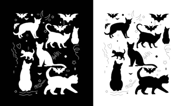 Halloween cat silhouette vector