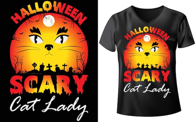 Halloween cat t-shirt design