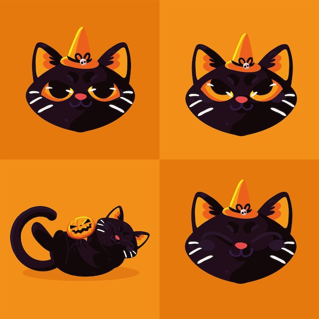 Halloween cats faces