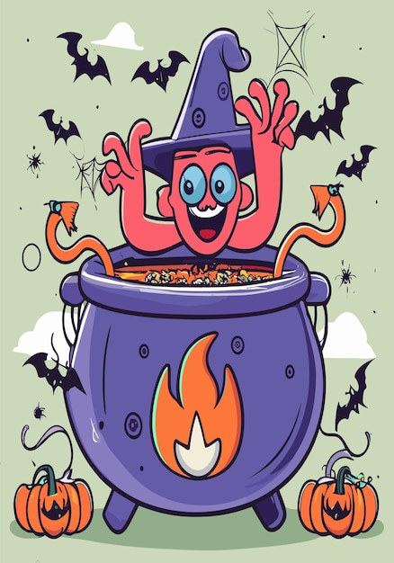 Halloween Cauldron Capers 2D Vector Design