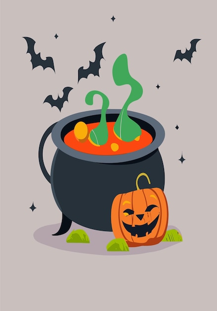 Halloween Cauldron Capers 2D Vector Design