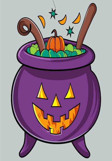 Halloween Cauldron Capers 2D Vector Design