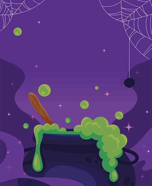 Halloween cauldron and spider