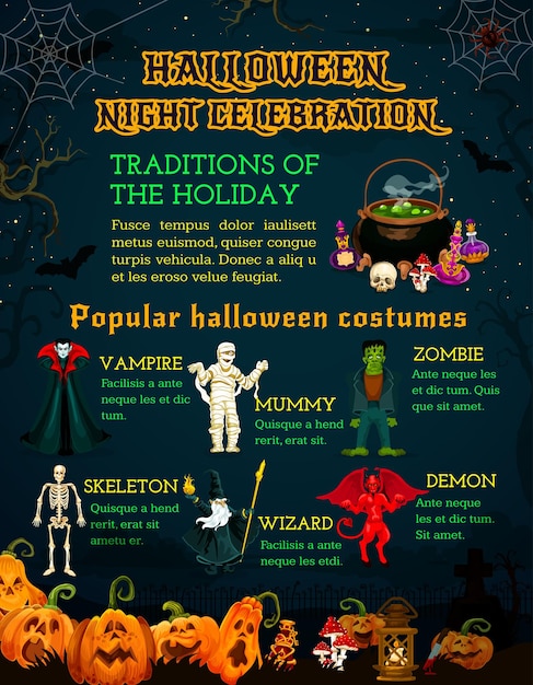 Halloween celebration poster with horror pumpkin