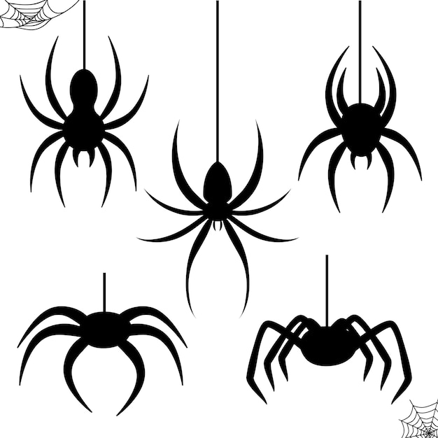 Вектор Трафарет для празднования хэллоуина паук черный вырезанный черный трафарет