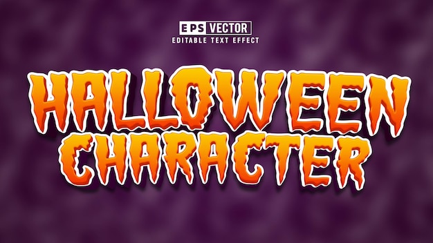 Vector halloween character 3d style editable text effect vector with background