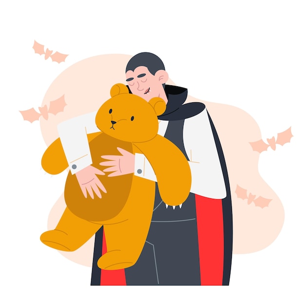 Halloween character a Vampire hugs soft bear