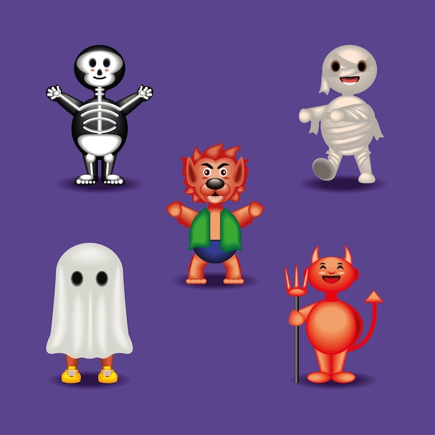 Vector halloween characters icon collection