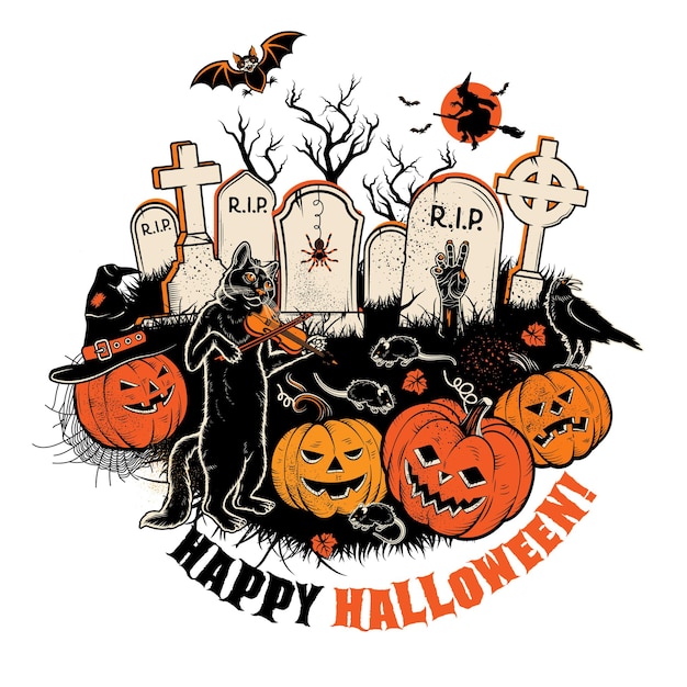 Vector halloween circle illustration