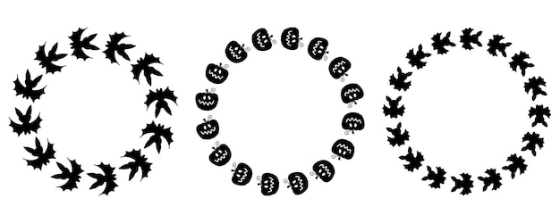 Vector halloween cirkelframes collectie met vliegende vleermuizen en pompoenen geweldig ontwerp voor elk doel geïsoleerde vectorillustratie