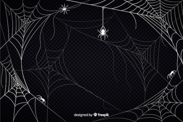 Vector halloween cobweb background with spiders