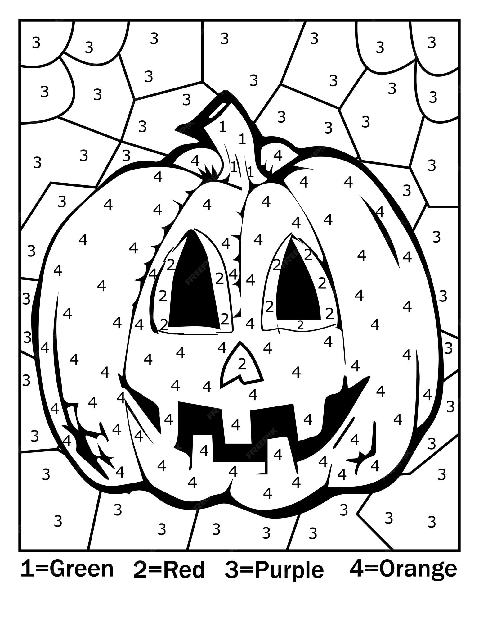 halloween color by number coloring pages