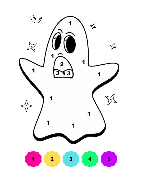 Halloween Color by Number Page Coloring Page for Kids Color by Number Halloween