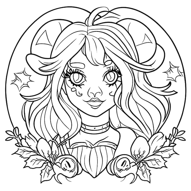 halloween coloring book for teens vector illustration line art