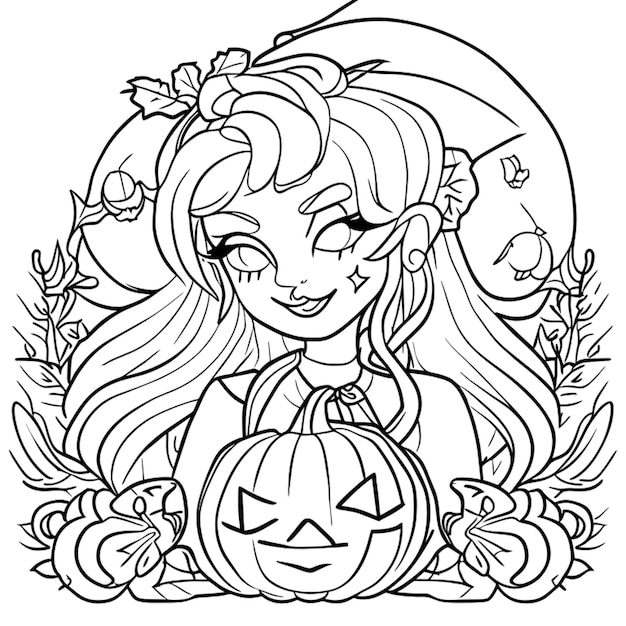 Vector halloween coloring book for teens vector illustration line art