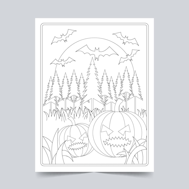 Halloween coloring page for kids and adults