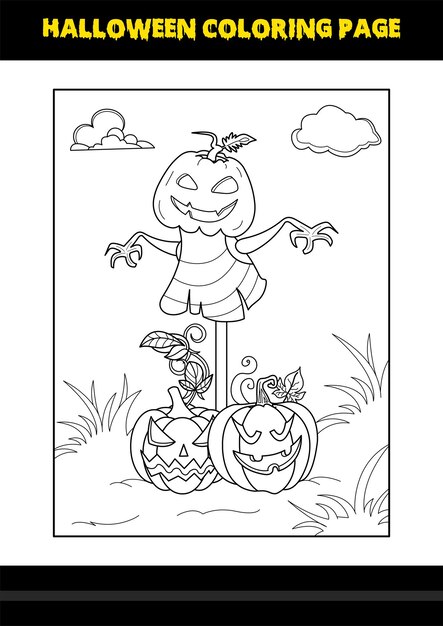 Halloween coloring page for kids Line art coloring page design for kids
